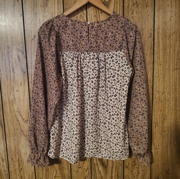 ANDREE BY UNIT Savannah Ditsy Patchwork Peasant Boho Floral Blouse - Medium - Picture 5 of 6